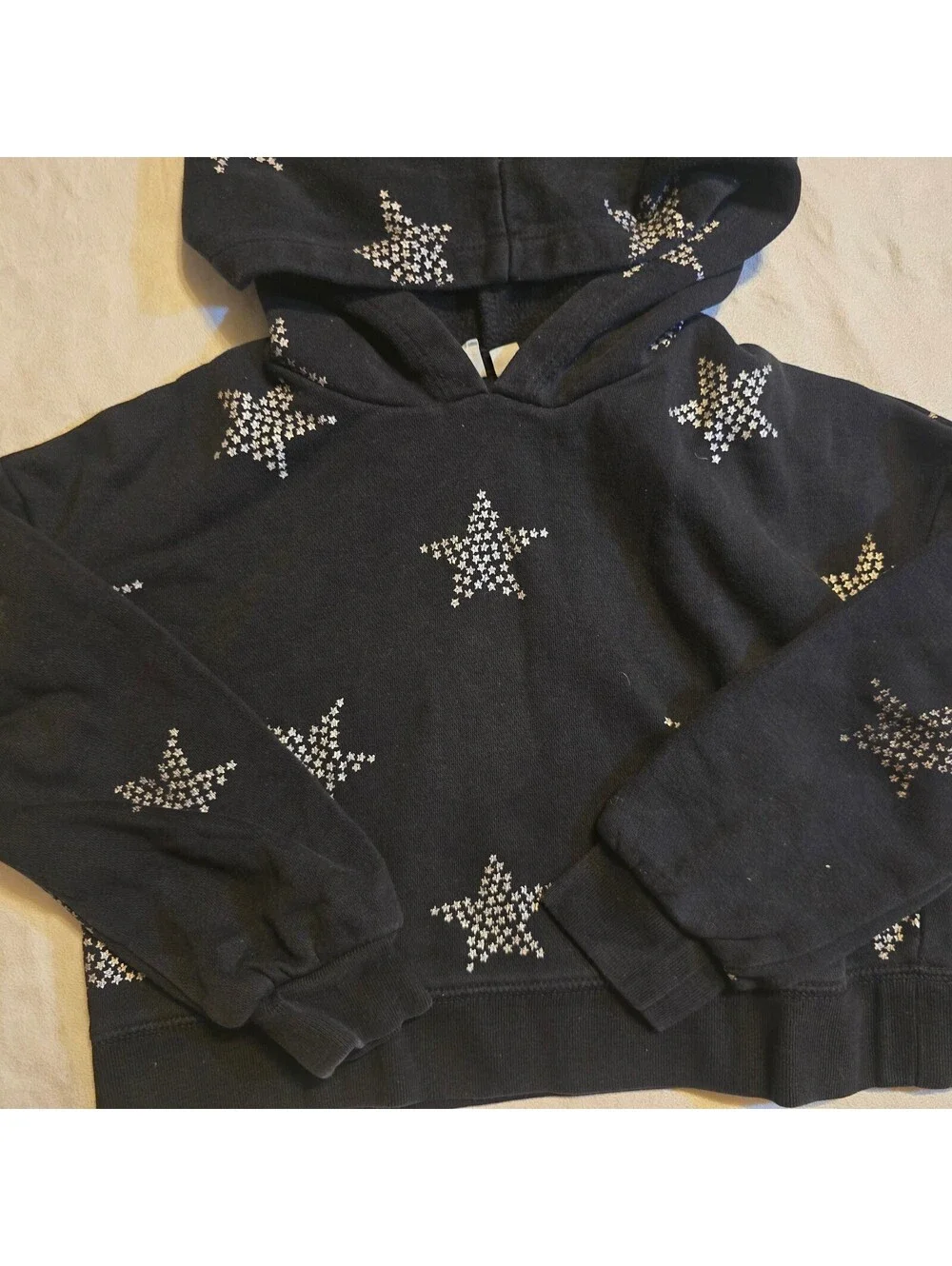 GAP Kids Black Hoodie with Silver Star Studs XS (6-7)